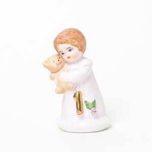 Growing Up Birthday Girl Toddler Baby in Pink Dress Figurine Age 1 Brunette